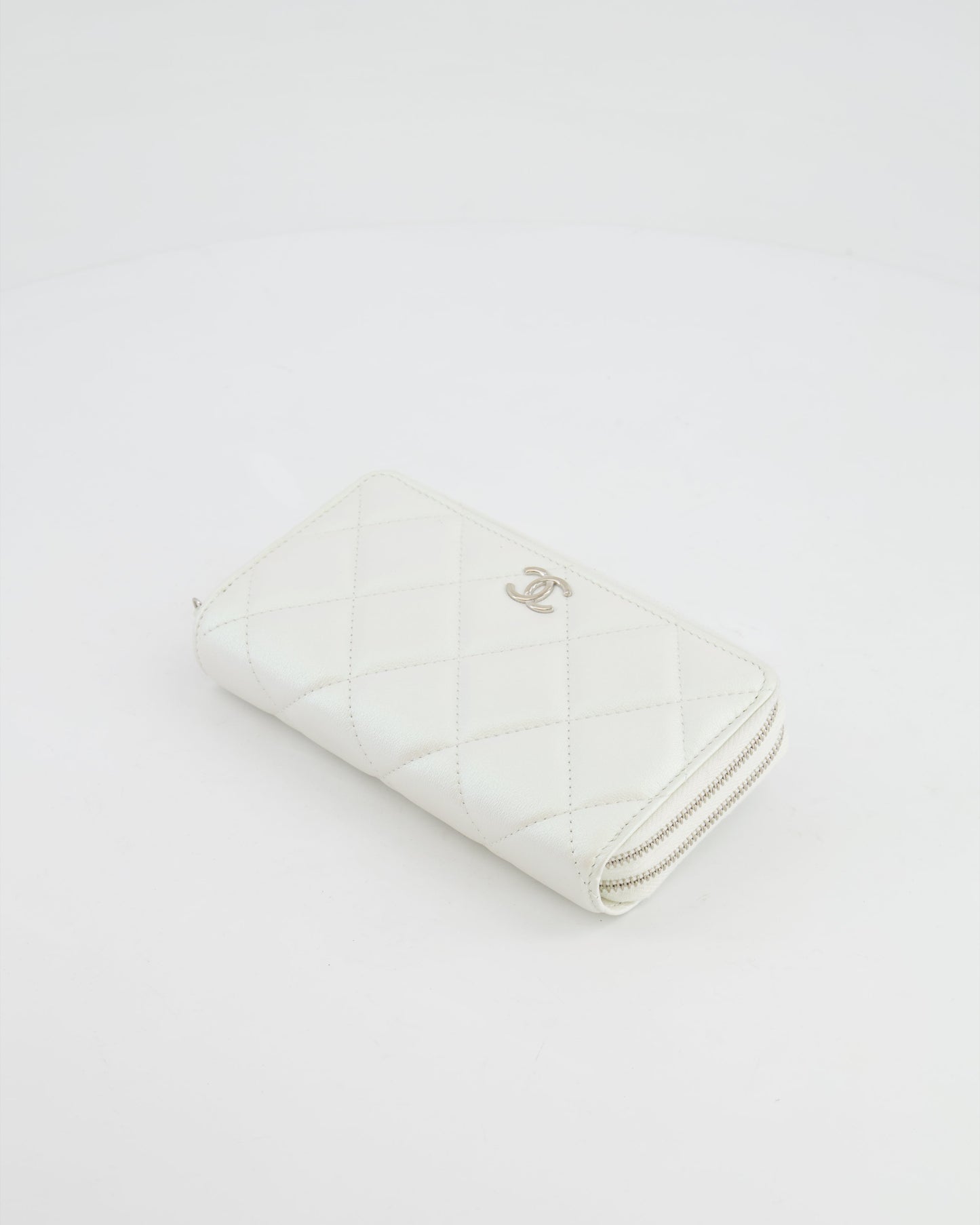 *HOT* Chanel Coco Neige White Pearlescent Lambskin Belt Bag with Silver Hardware