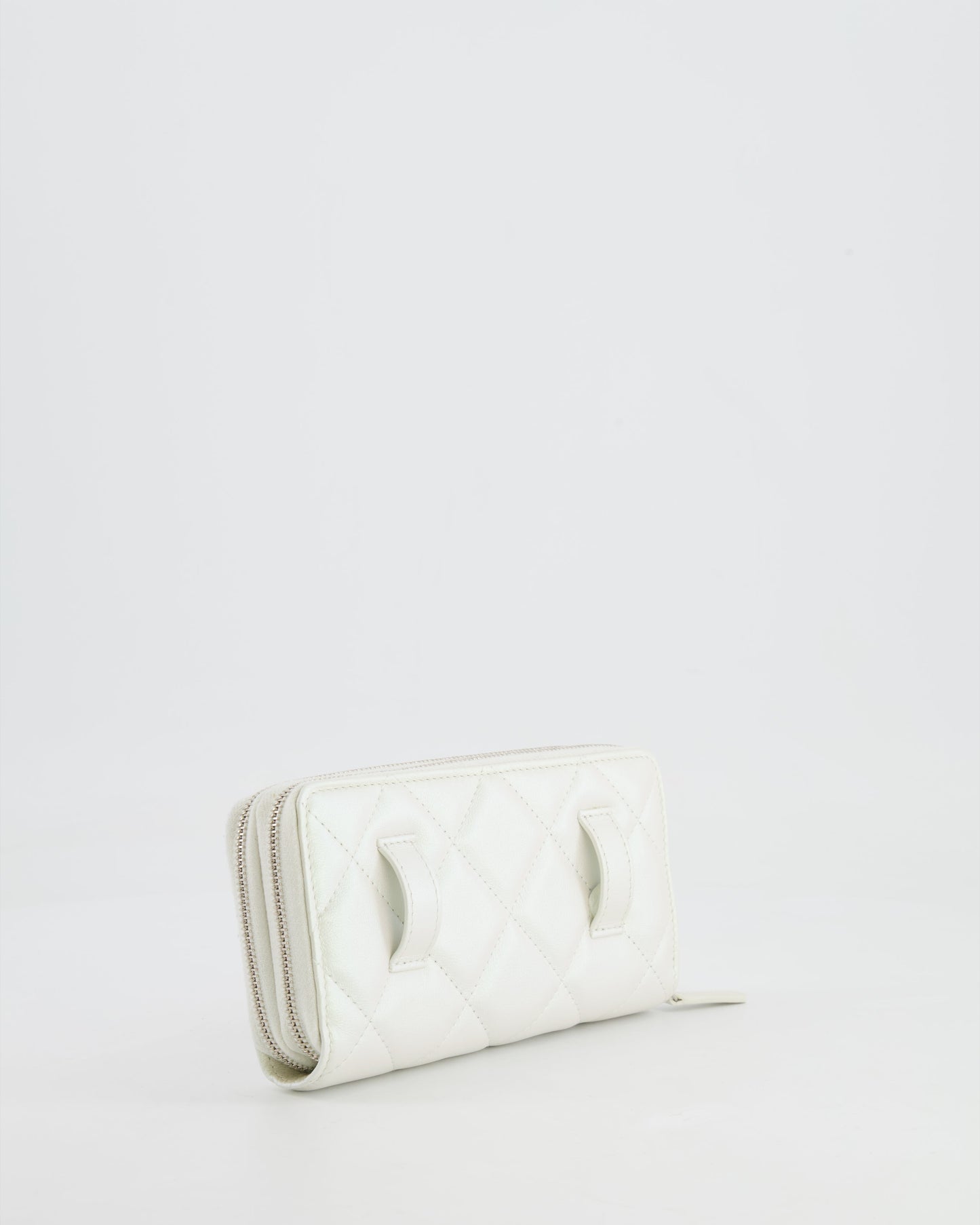 *HOT* Chanel Coco Neige White Pearlescent Lambskin Belt Bag with Silver Hardware