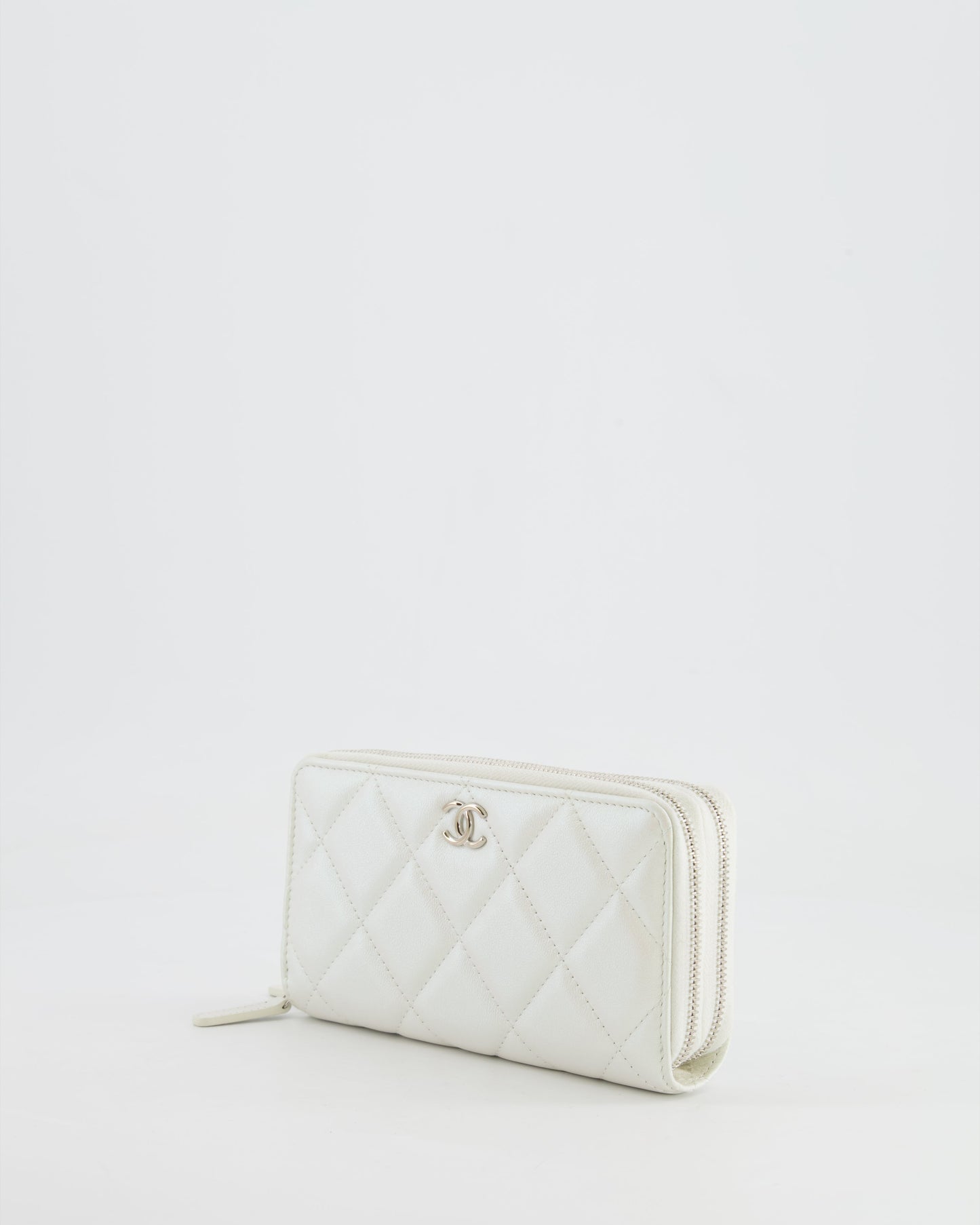 *HOT* Chanel Coco Neige White Pearlescent Lambskin Belt Bag with Silver Hardware