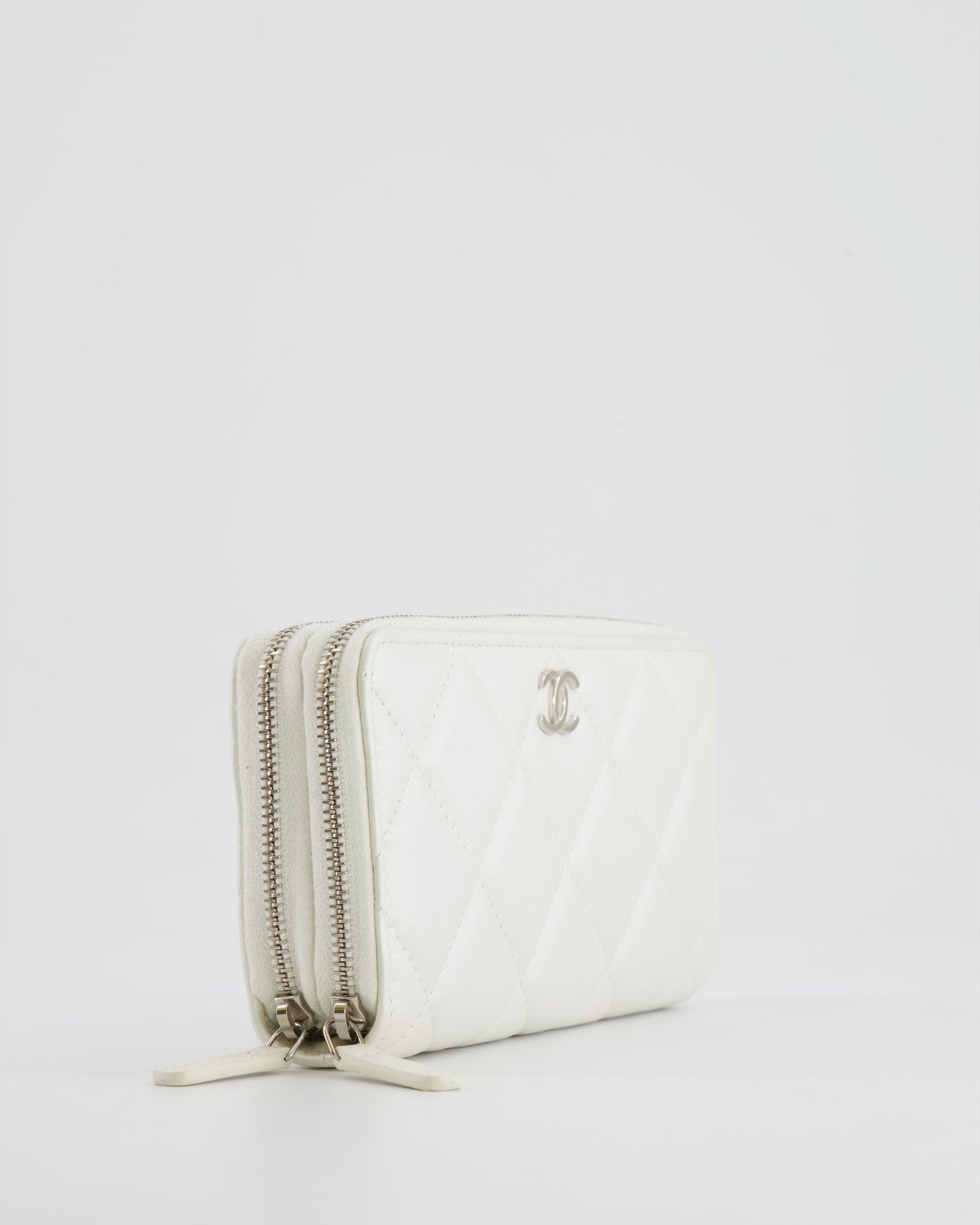 *HOT* Chanel Coco Neige White Pearlescent Lambskin Belt Bag with Silver Hardware
