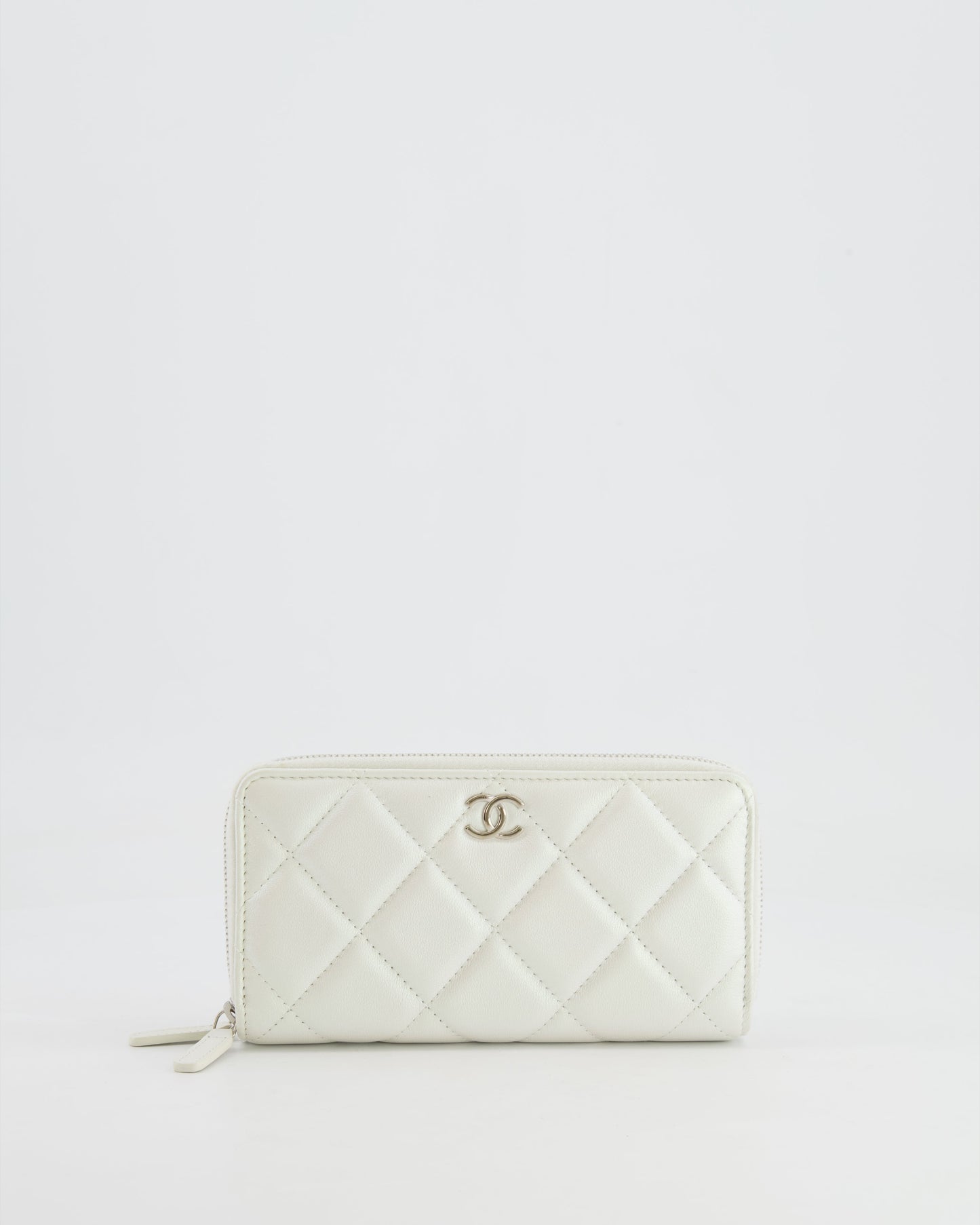 *HOT* Chanel Coco Neige White Pearlescent Lambskin Belt Bag with Silver Hardware