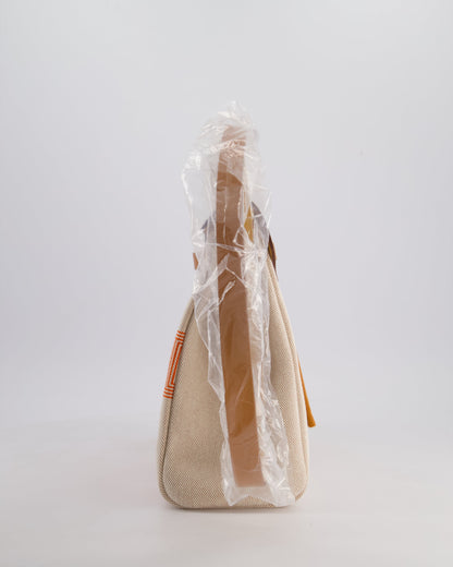 Hermès Herbag Zip Retourne 31 Chaine D'Ancre Bag in Orange Mécano & Ecru Quadrille Toille Canvas, Natural Hunter Leather with Gold Hardware