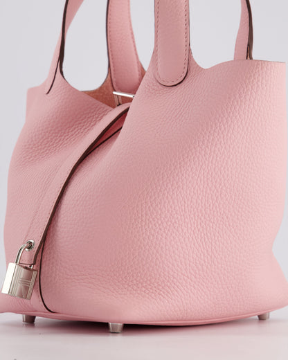 *ULTRA RARE* Hermès Picotin Bag 18cm in Rose Sakura Clemence Leather with Palladium Hardware