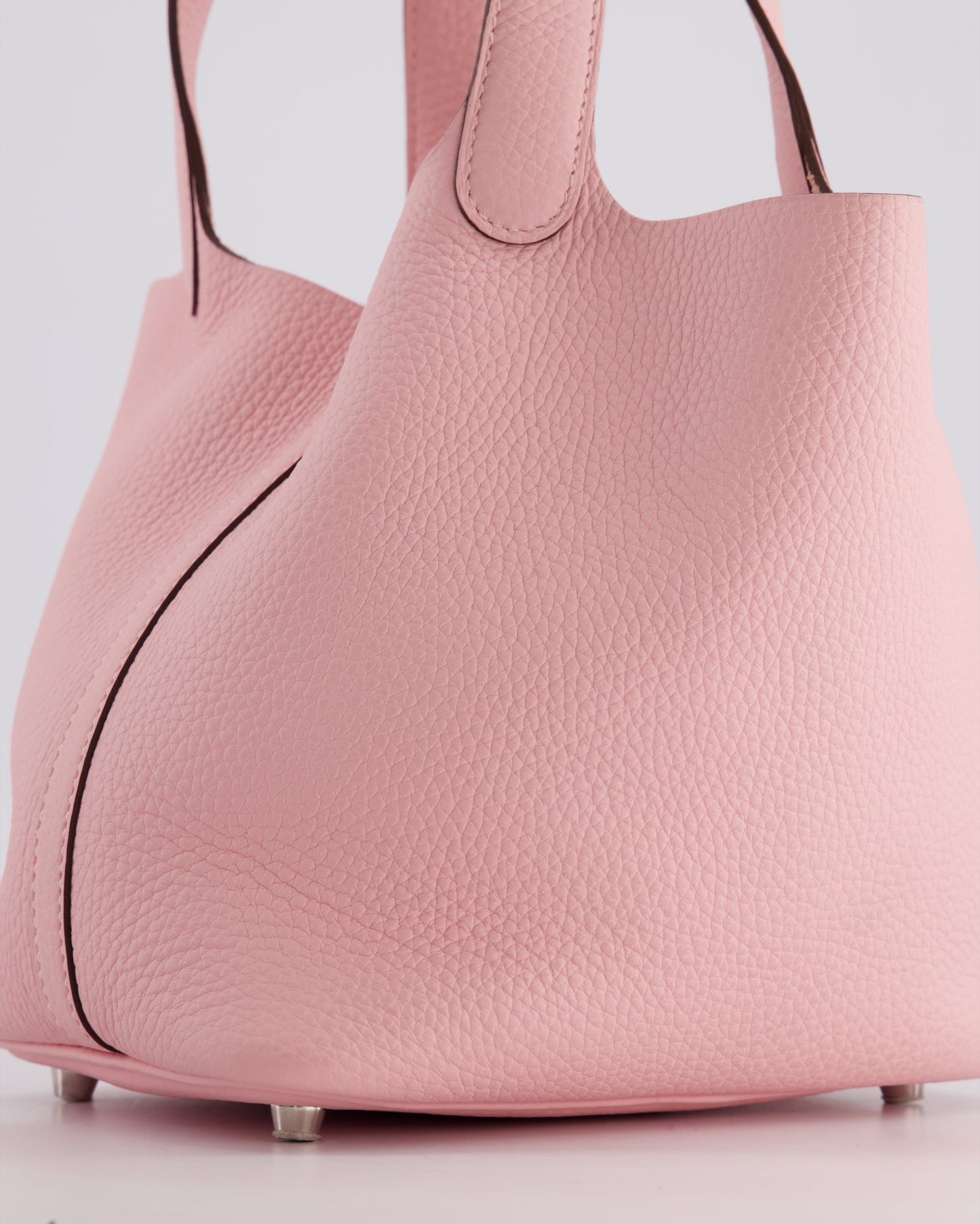 *ULTRA RARE* Hermès Picotin Bag 18cm in Rose Sakura Clemence Leather with Palladium Hardware