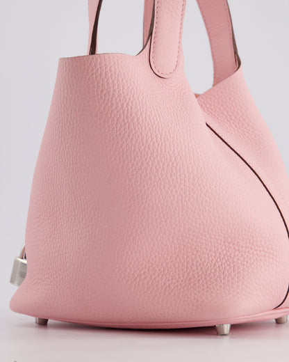 *ULTRA RARE* Hermès Picotin Bag 18cm in Rose Sakura Clemence Leather with Palladium Hardware