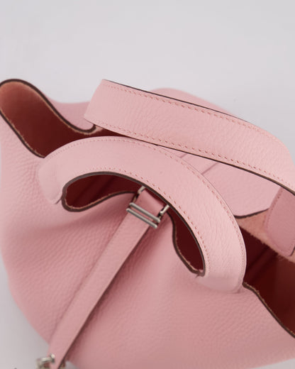 *ULTRA RARE* Hermès Picotin Bag 18cm in Rose Sakura Clemence Leather with Palladium Hardware