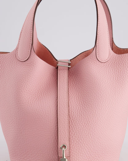 *ULTRA RARE* Hermès Picotin Bag 18cm in Rose Sakura Clemence Leather with Palladium Hardware