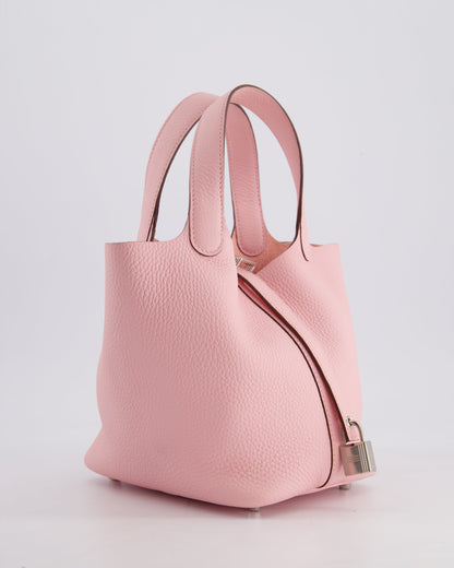 *ULTRA RARE* Hermès Picotin Bag 18cm in Rose Sakura Clemence Leather with Palladium Hardware