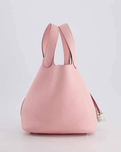 *ULTRA RARE* Hermès Picotin Bag 18cm in Rose Sakura Clemence Leather with Palladium Hardware