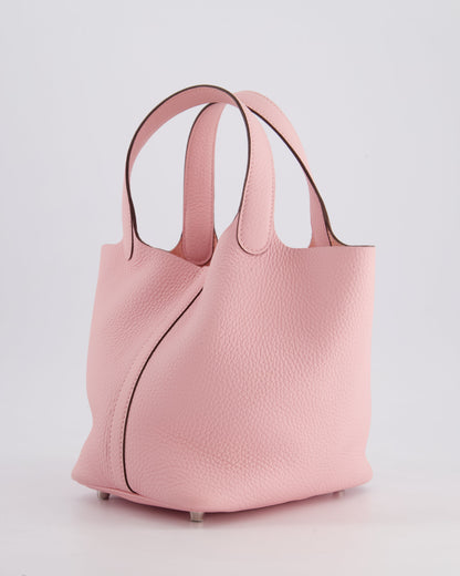 *ULTRA RARE* Hermès Picotin Bag 18cm in Rose Sakura Clemence Leather with Palladium Hardware