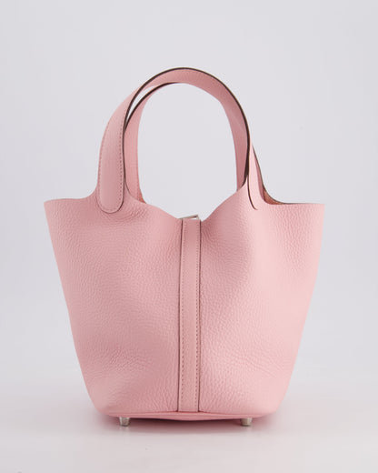 *ULTRA RARE* Hermès Picotin Bag 18cm in Rose Sakura Clemence Leather with Palladium Hardware