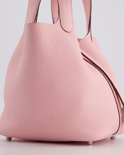 *ULTRA RARE* Hermès Picotin Bag 18cm in Rose Sakura Clemence Leather with Palladium Hardware
