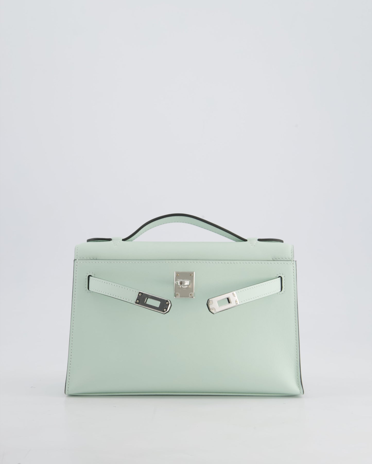 *HOT NEW COLOUR* Hermès Mini Kelly Pochette Bag in Vert Peppermint Swift Leather with Palladium Hardware