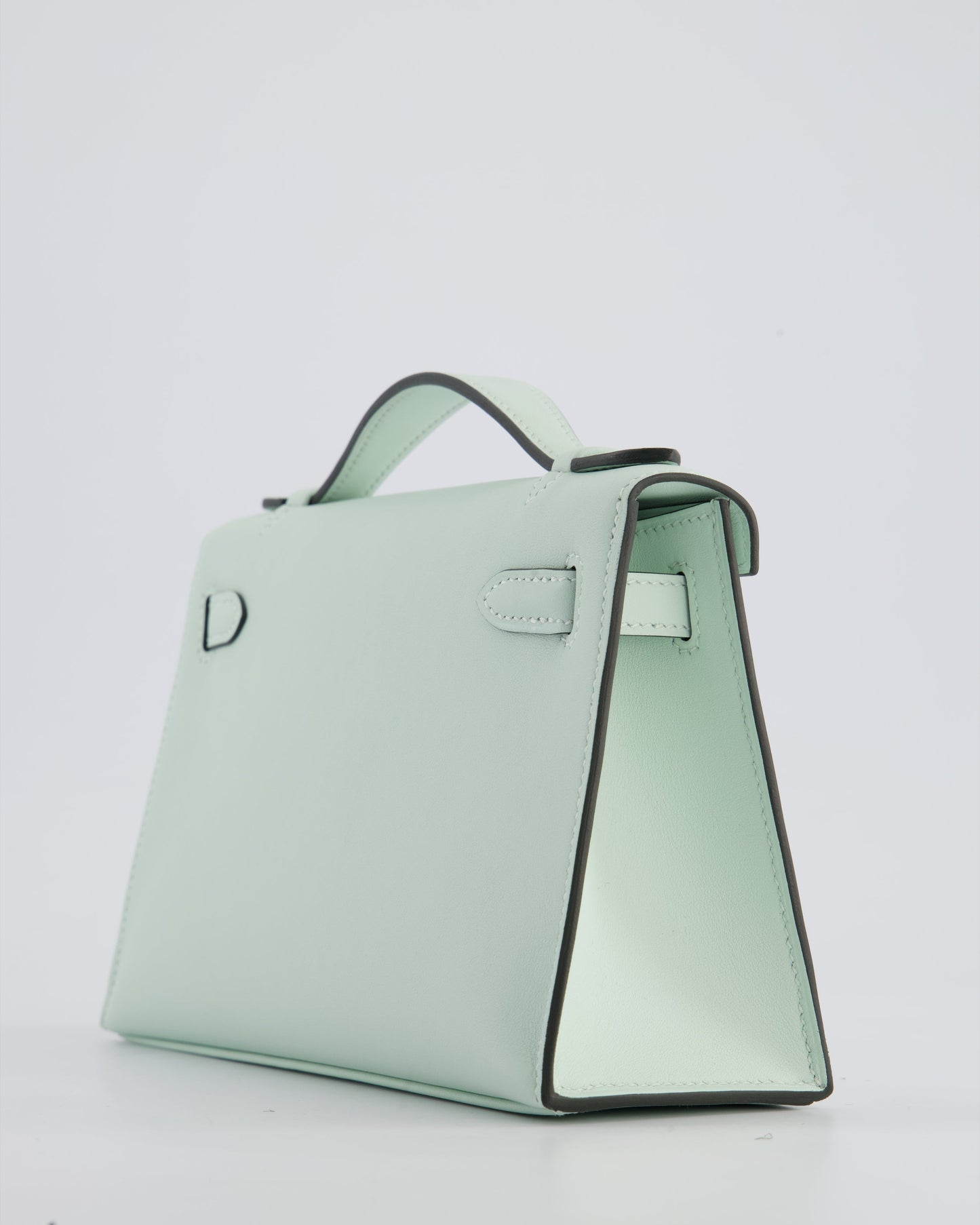 *HOT NEW COLOUR* Hermès Mini Kelly Pochette Bag in Vert Peppermint Swift Leather with Palladium Hardware
