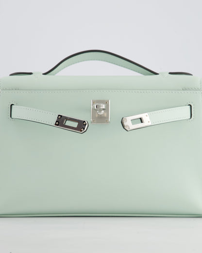 *HOT NEW COLOUR* Hermès Mini Kelly Pochette Bag in Vert Peppermint Swift Leather with Palladium Hardware