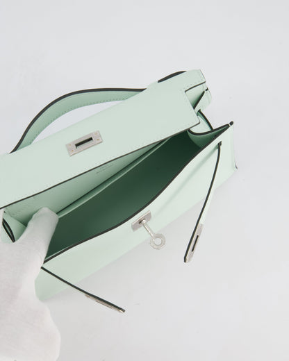 *HOT NEW COLOUR* Hermès Mini Kelly Pochette Bag in Vert Peppermint Swift Leather with Palladium Hardware