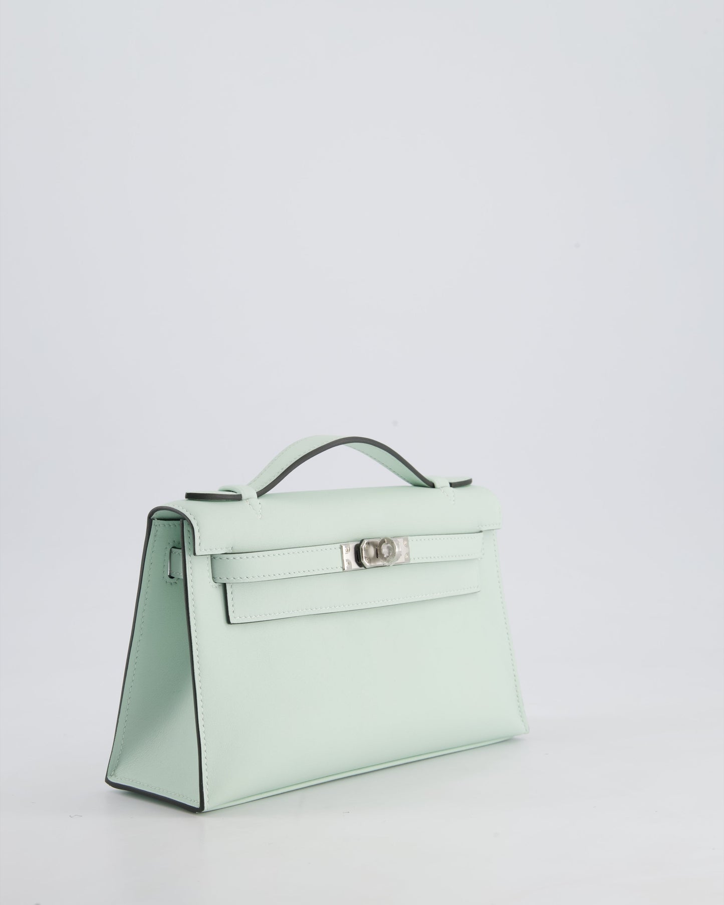 *HOT NEW COLOUR* Hermès Mini Kelly Pochette Bag in Vert Peppermint Swift Leather with Palladium Hardware