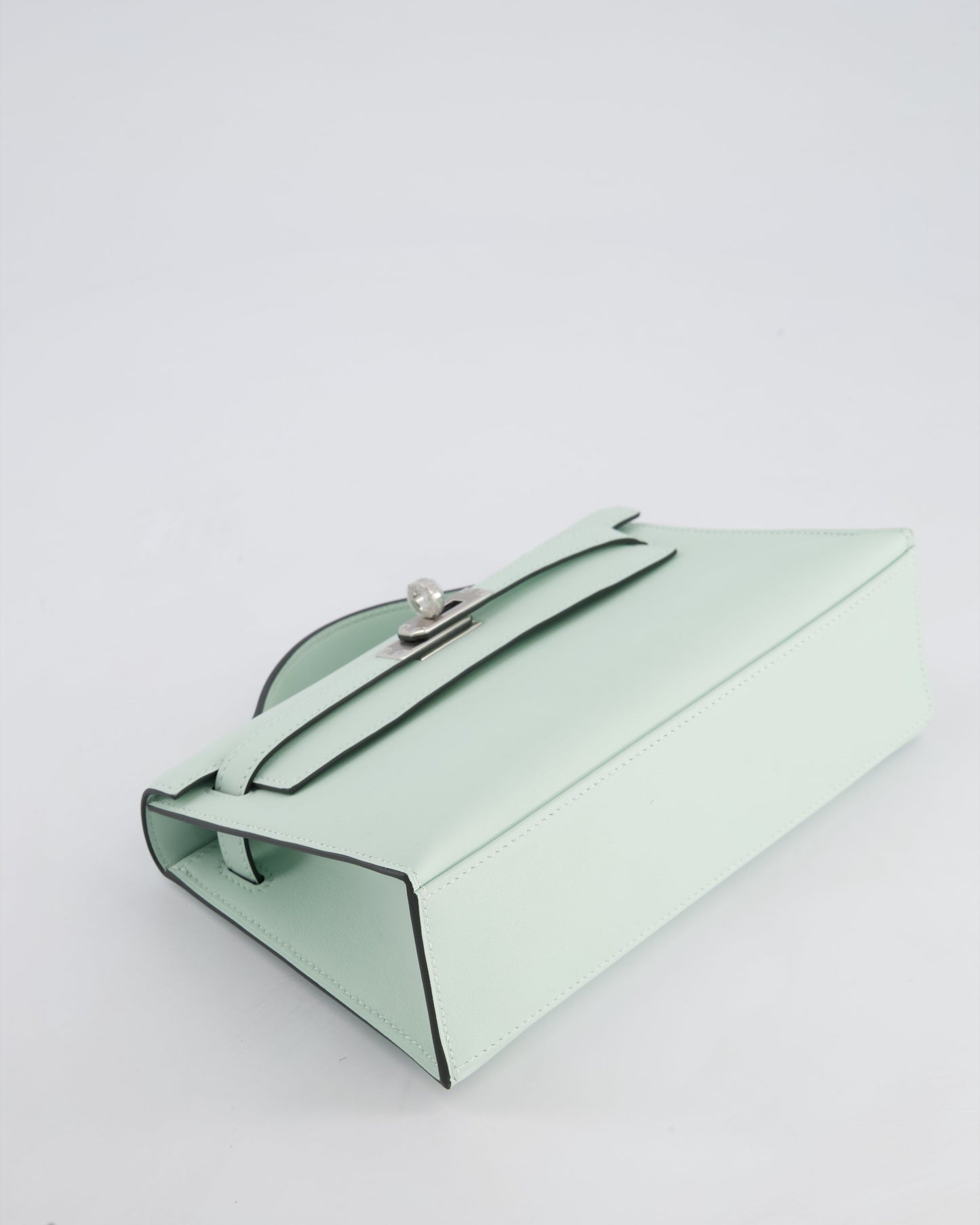 *HOT NEW COLOUR* Hermès Mini Kelly Pochette Bag in Vert Peppermint Swift Leather with Palladium Hardware