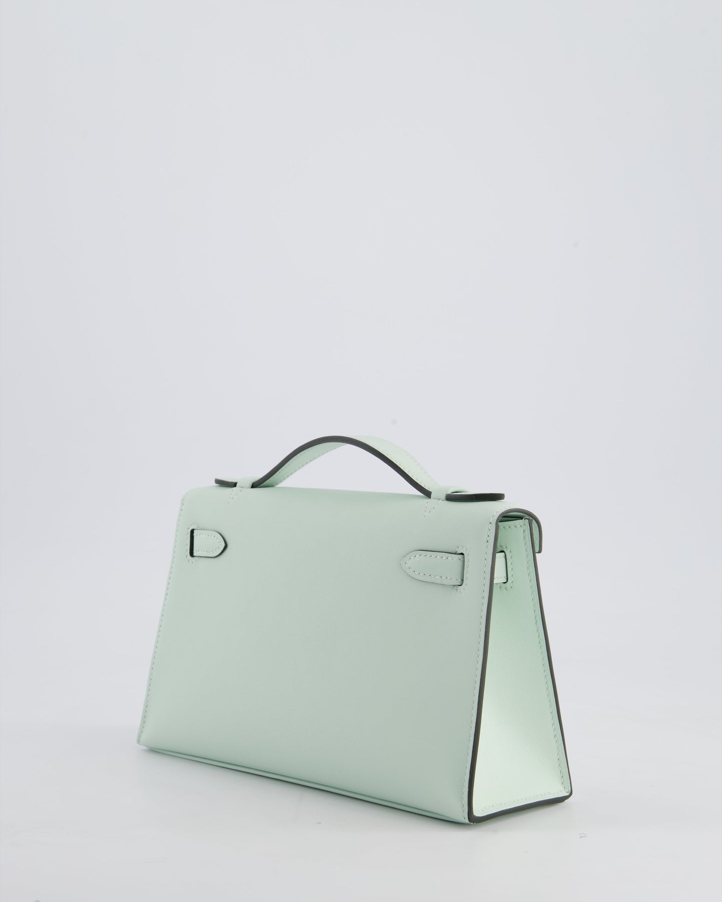 *HOT NEW COLOUR* Hermès Mini Kelly Pochette Bag in Vert Peppermint Swift Leather with Palladium Hardware