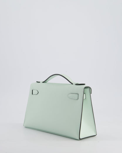*HOT NEW COLOUR* Hermès Mini Kelly Pochette Bag in Vert Peppermint Swift Leather with Palladium Hardware
