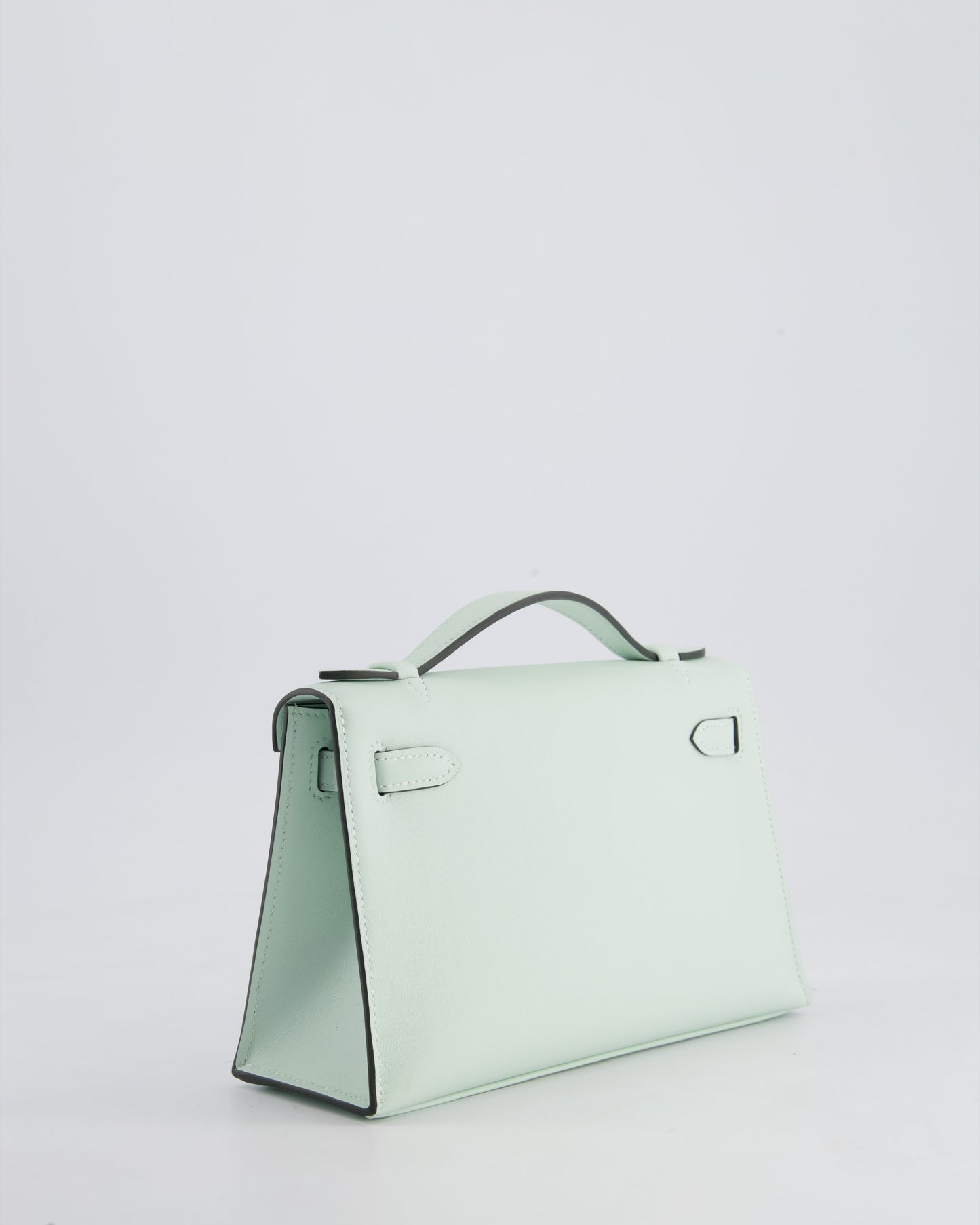 *HOT NEW COLOUR* Hermès Mini Kelly Pochette Bag in Vert Peppermint Swift Leather with Palladium Hardware