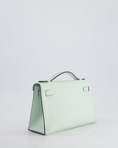 *HOT NEW COLOUR* Hermès Mini Kelly Pochette Bag in Vert Peppermint Swift Leather with Palladium Hardware