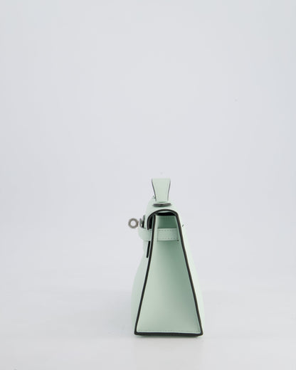 *HOT NEW COLOUR* Hermès Mini Kelly Pochette Bag in Vert Peppermint Swift Leather with Palladium Hardware