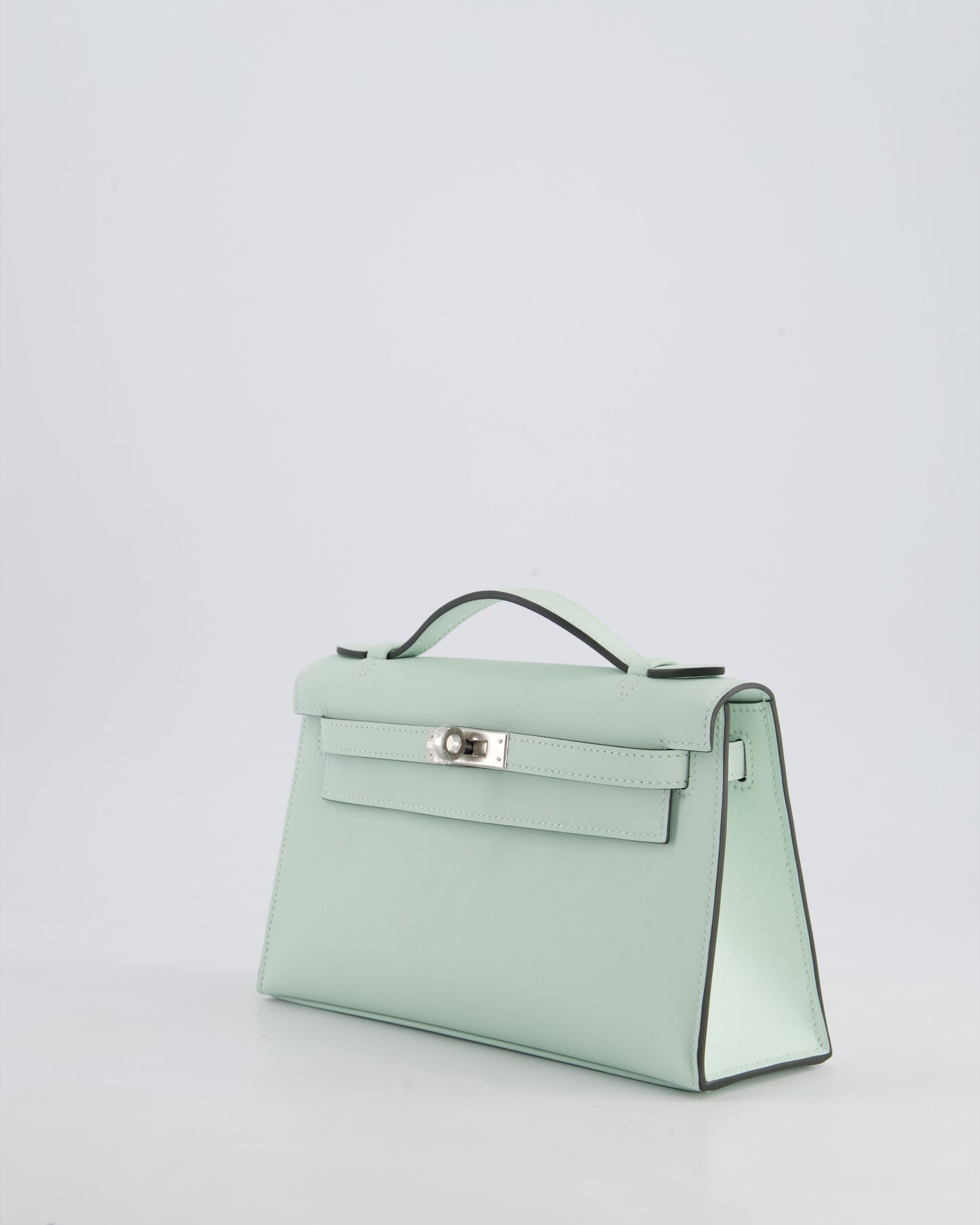 *HOT NEW COLOUR* Hermès Mini Kelly Pochette Bag in Vert Peppermint Swift Leather with Palladium Hardware