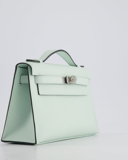 *HOT NEW COLOUR* Hermès Mini Kelly Pochette Bag in Vert Peppermint Swift Leather with Palladium Hardware