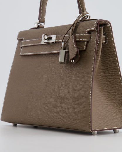 Hermès Kelly Sellier 25cm Bag in Etoupe Epsom Leather with Palladium Hardware
