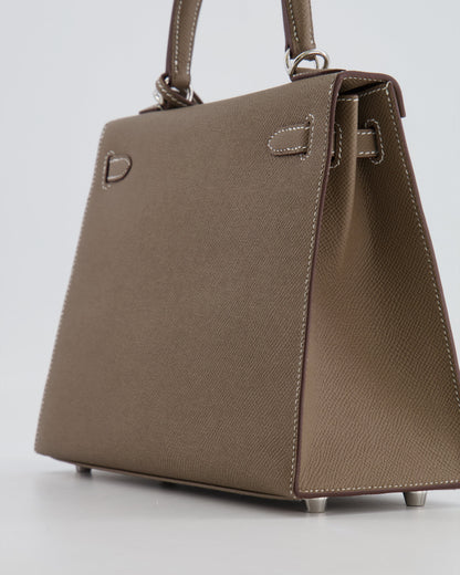 Hermès Kelly Sellier 25cm Bag in Etoupe Epsom Leather with Palladium Hardware