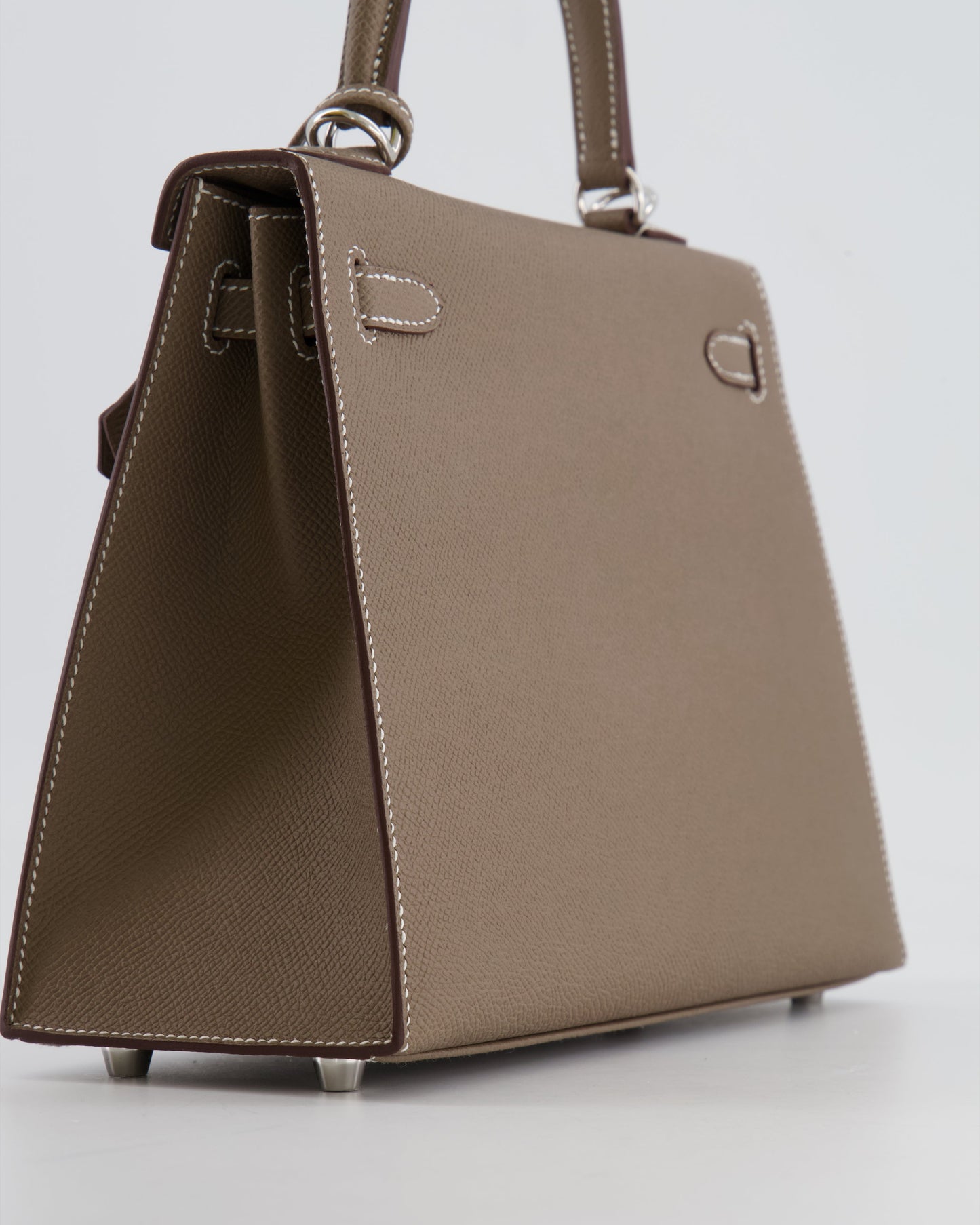 Hermès Kelly Sellier 25cm Bag in Etoupe Epsom Leather with Palladium Hardware