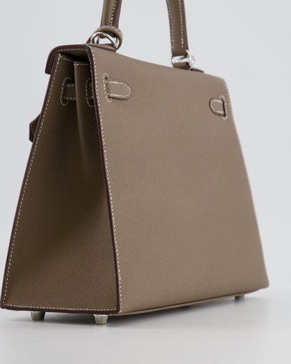 Hermès Kelly Sellier 25cm Bag in Etoupe Epsom Leather with Palladium Hardware