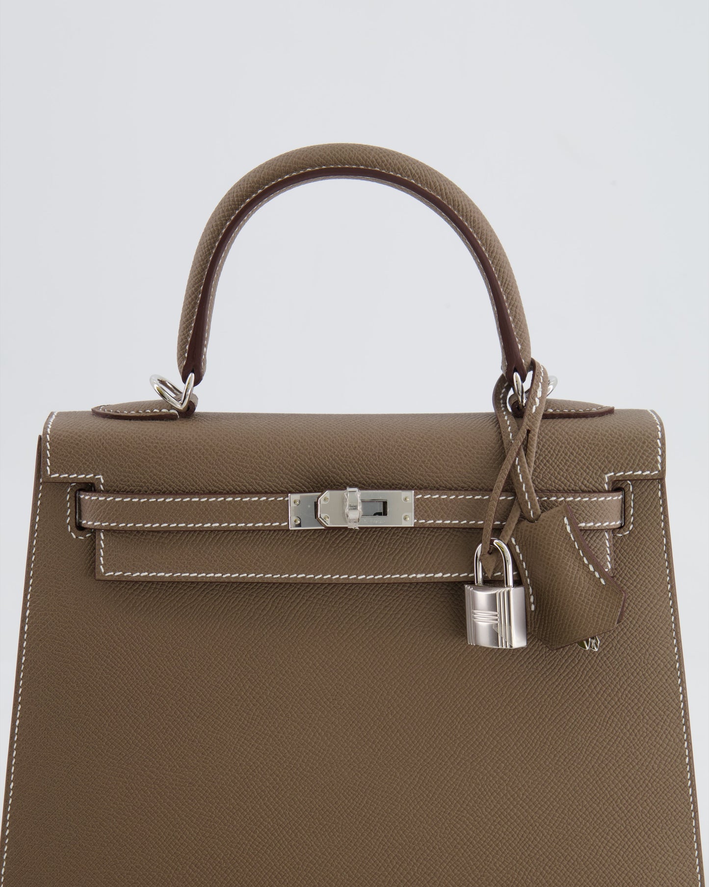Hermès Kelly Sellier 25cm Bag in Etoupe Epsom Leather with Palladium Hardware