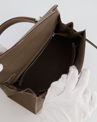 Hermès Kelly Sellier 25cm Bag in Etoupe Epsom Leather with Palladium Hardware