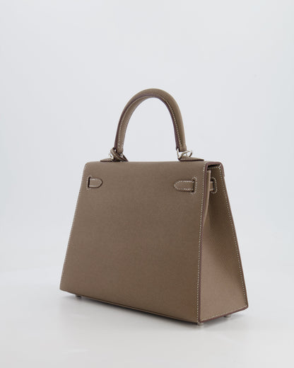 Hermès Kelly Sellier 25cm Bag in Etoupe Epsom Leather with Palladium Hardware