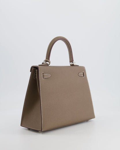 Hermès Kelly Sellier 25cm Bag in Etoupe Epsom Leather with Palladium Hardware