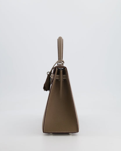 Hermès Kelly Sellier 25cm Bag in Etoupe Epsom Leather with Palladium Hardware