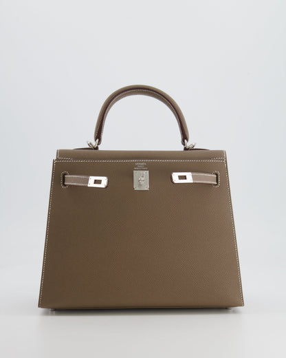 Hermès Kelly Sellier 25cm Bag in Etoupe Epsom Leather with Palladium Hardware