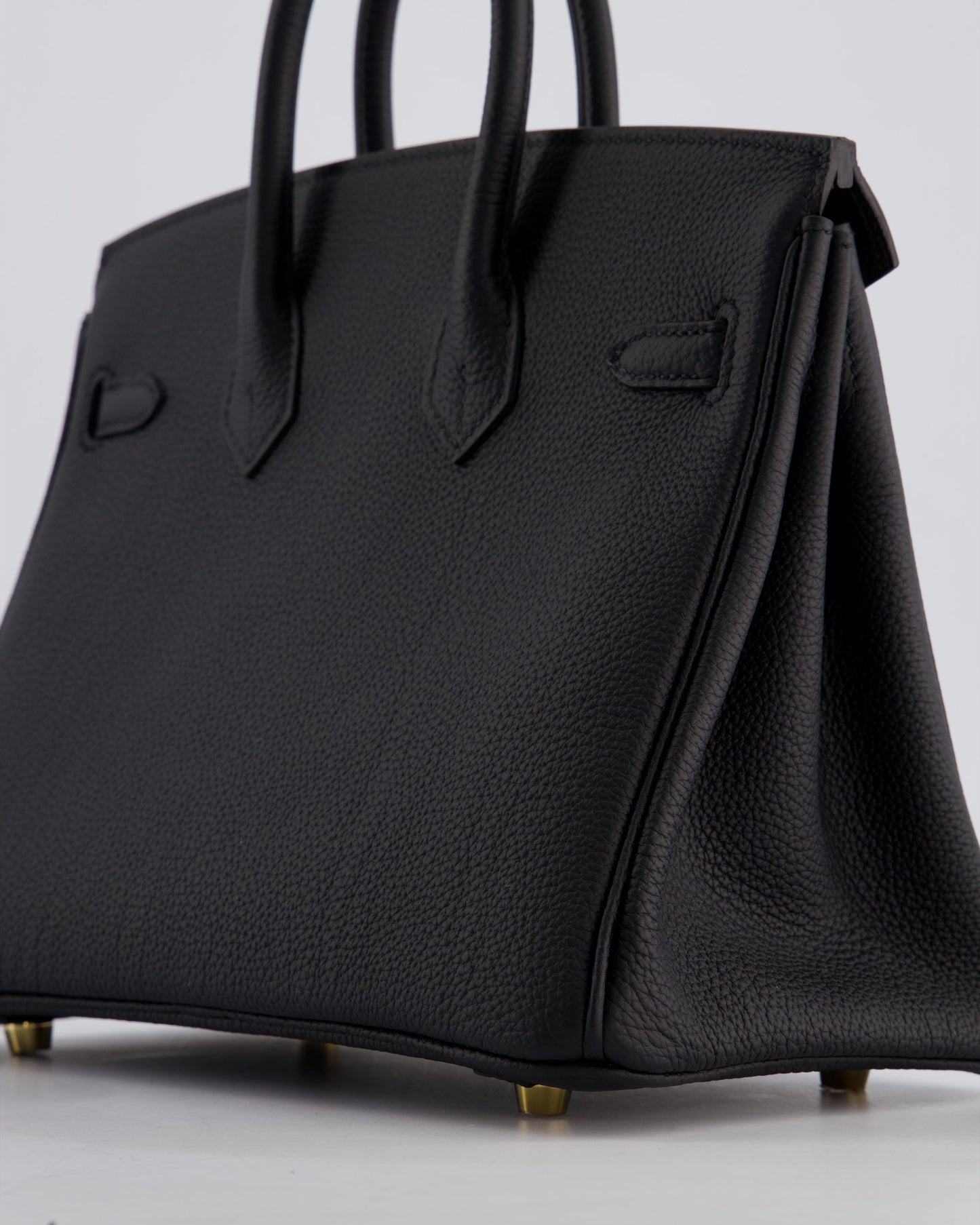 *SUPER RARE* Hermès Birkin 25 Retourne Bag in Noir Togo Leather with Brushed Gold Hardware