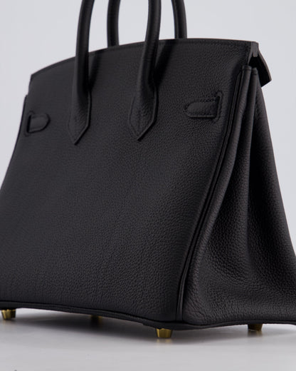 *SUPER RARE* Hermès Birkin 25 Retourne Bag in Noir Togo Leather with Brushed Gold Hardware