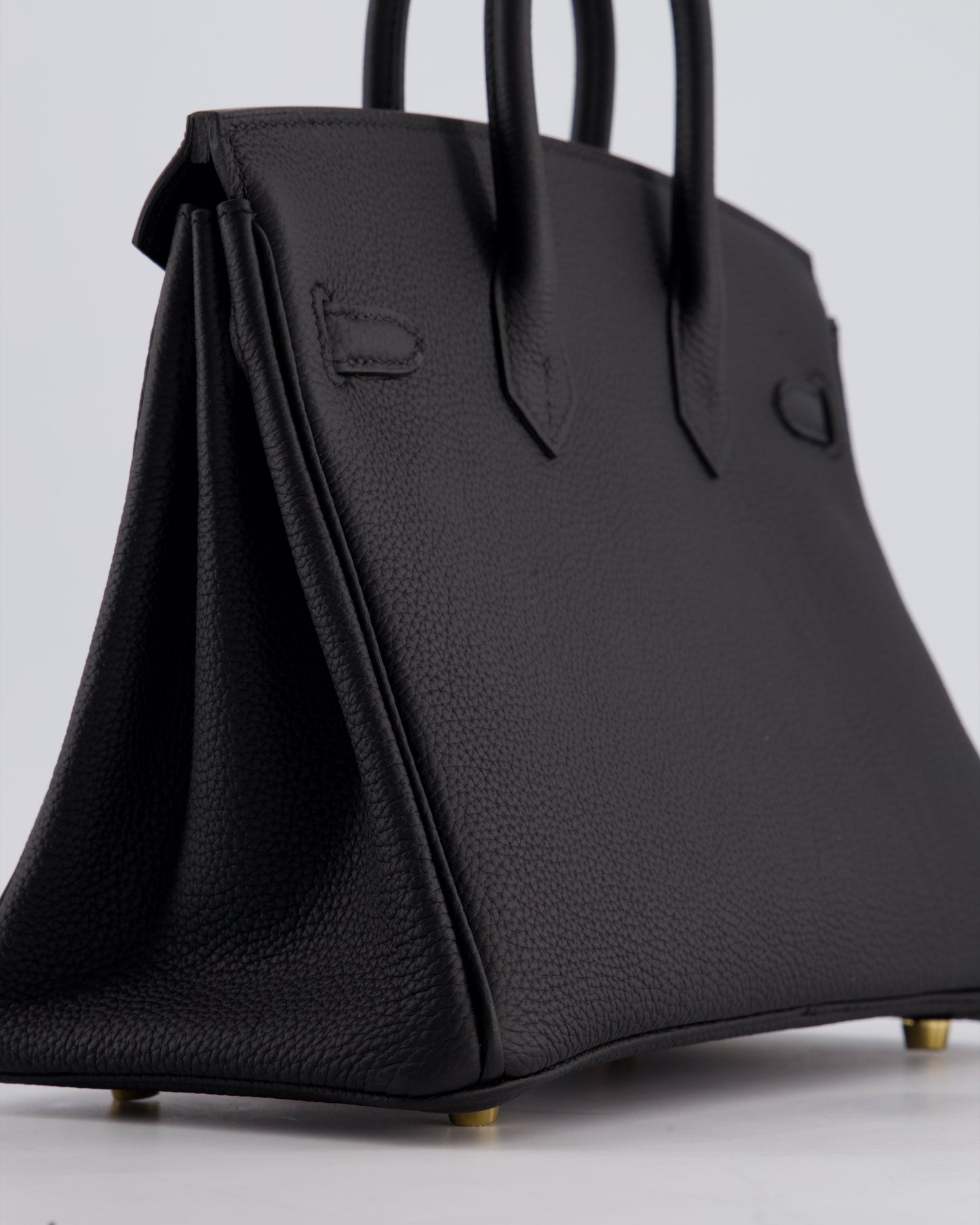 *SUPER RARE* Hermès Birkin 25 Retourne Bag in Noir Togo Leather with Brushed Gold Hardware