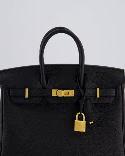 *SUPER RARE* Hermès Birkin 25 Retourne Bag in Noir Togo Leather with Brushed Gold Hardware