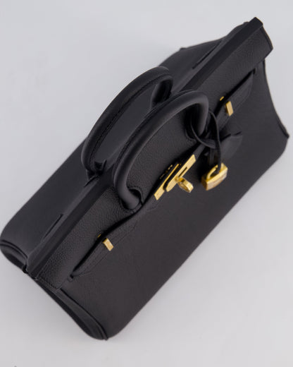 *SUPER RARE* Hermès Birkin 25 Retourne Bag in Noir Togo Leather with Brushed Gold Hardware