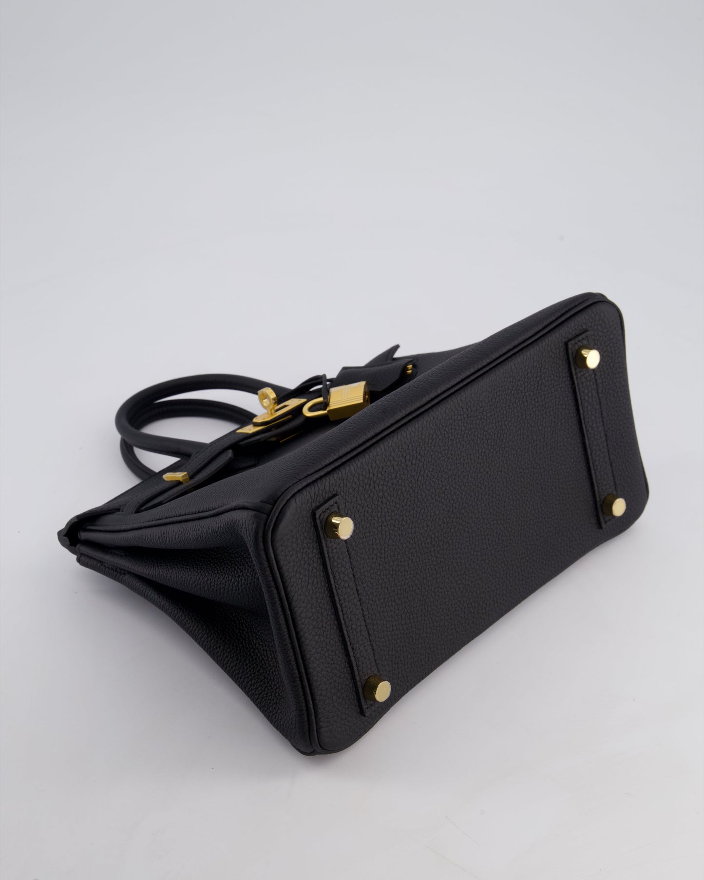 *SUPER RARE* Hermès Birkin 25 Retourne Bag in Noir Togo Leather with Brushed Gold Hardware