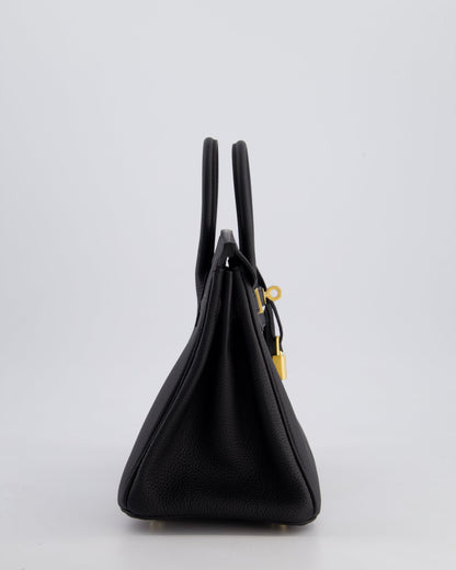 *SUPER RARE* Hermès Birkin 25 Retourne Bag in Noir Togo Leather with Brushed Gold Hardware