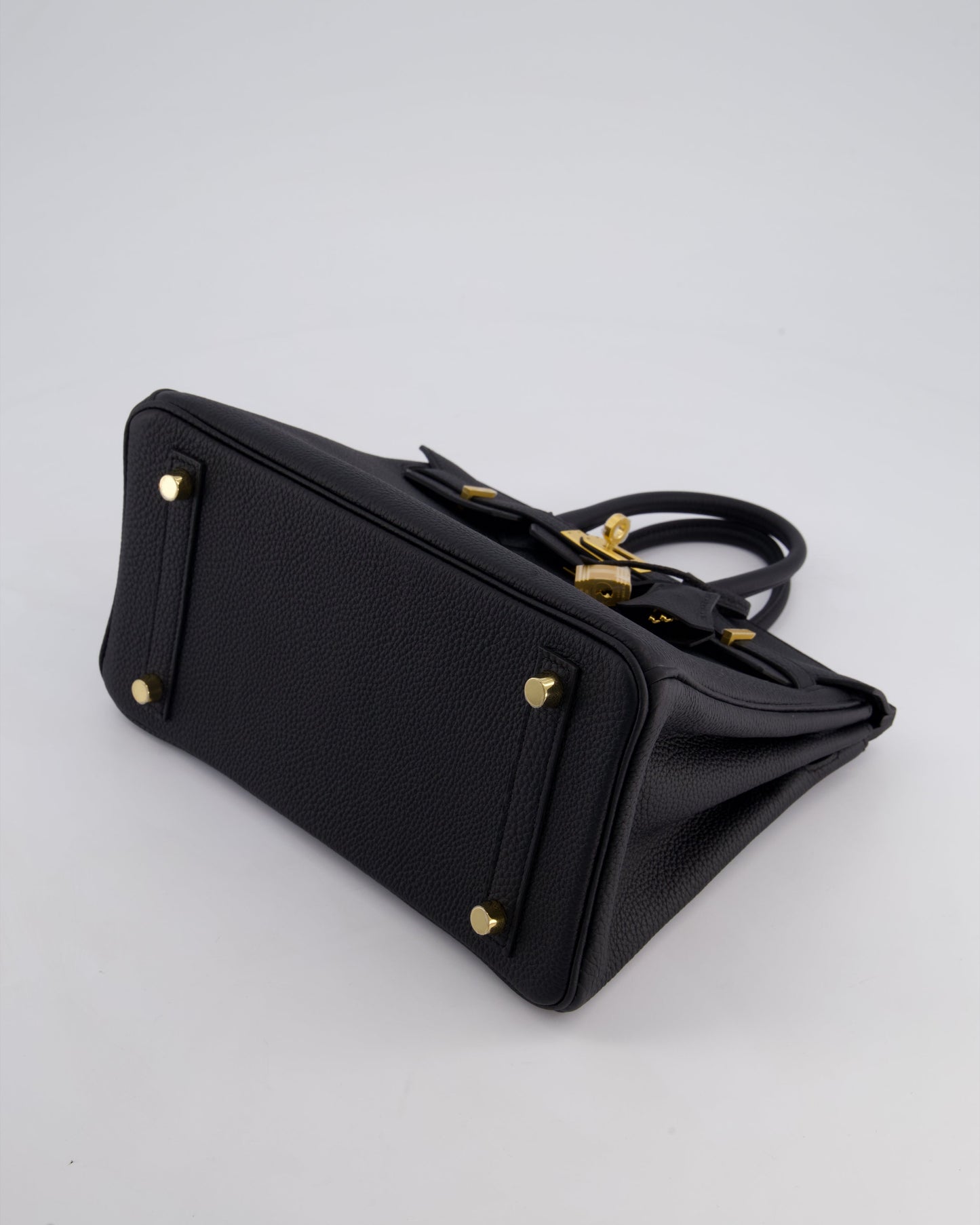 *SUPER RARE* Hermès Birkin 25 Retourne Bag in Noir Togo Leather with Brushed Gold Hardware