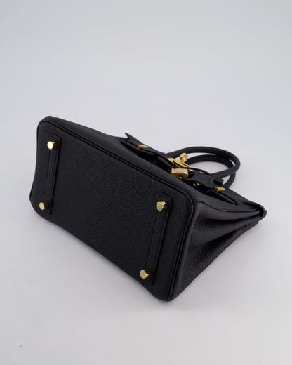 *SUPER RARE* Hermès Birkin 25 Retourne Bag in Noir Togo Leather with Brushed Gold Hardware