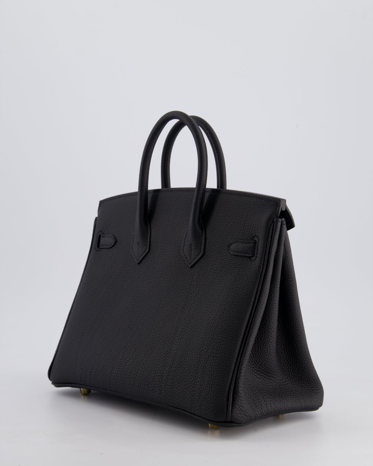 *SUPER RARE* Hermès Birkin 25 Retourne Bag in Noir Togo Leather with Brushed Gold Hardware