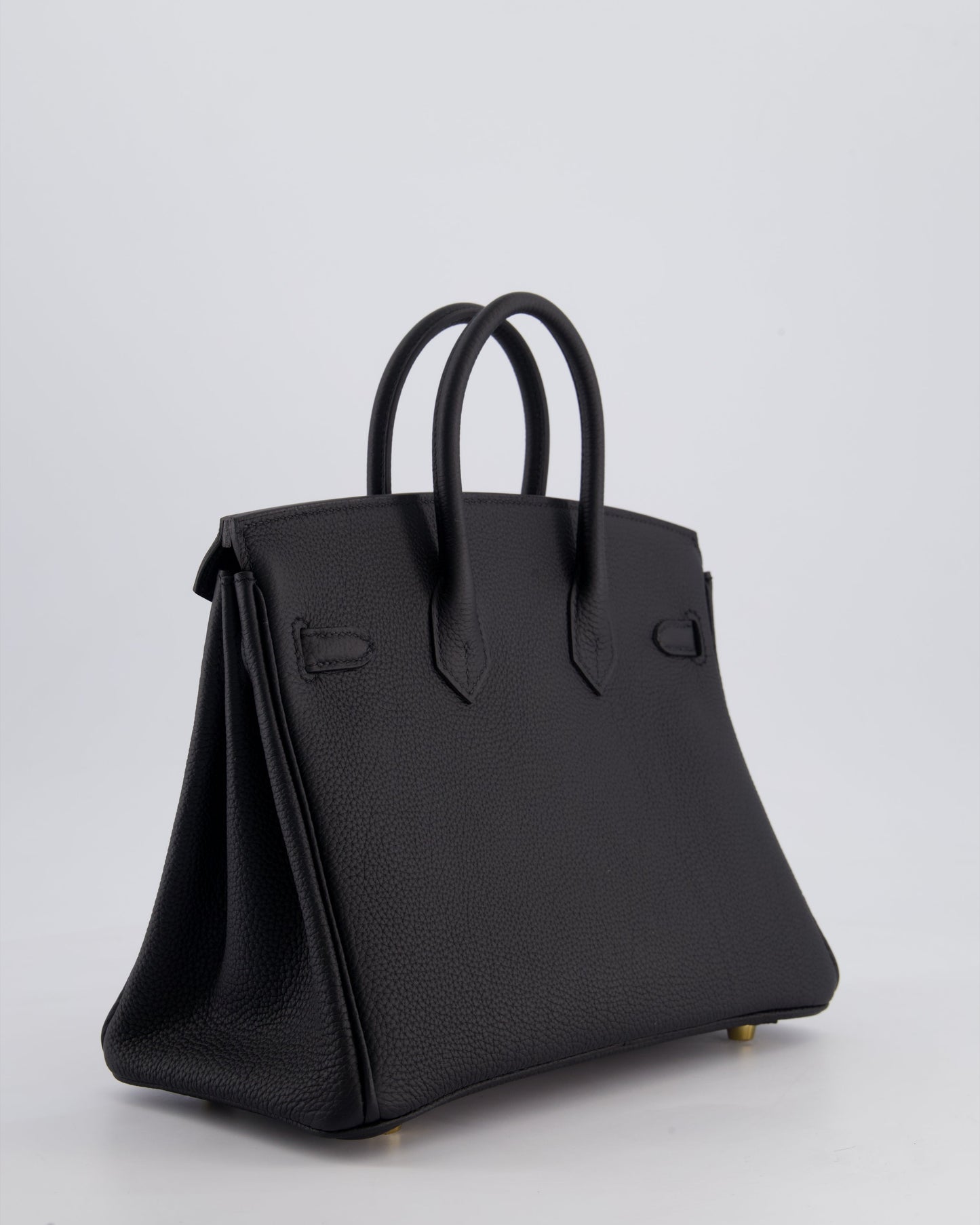 *SUPER RARE* Hermès Birkin 25 Retourne Bag in Noir Togo Leather with Brushed Gold Hardware
